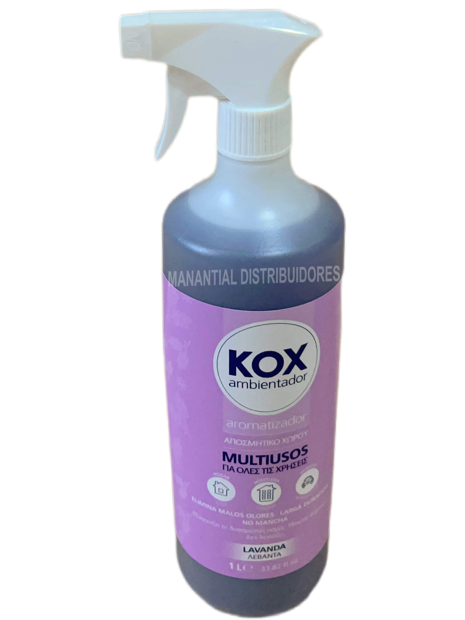Ambientador Kox Lavanda de litro con pistola.