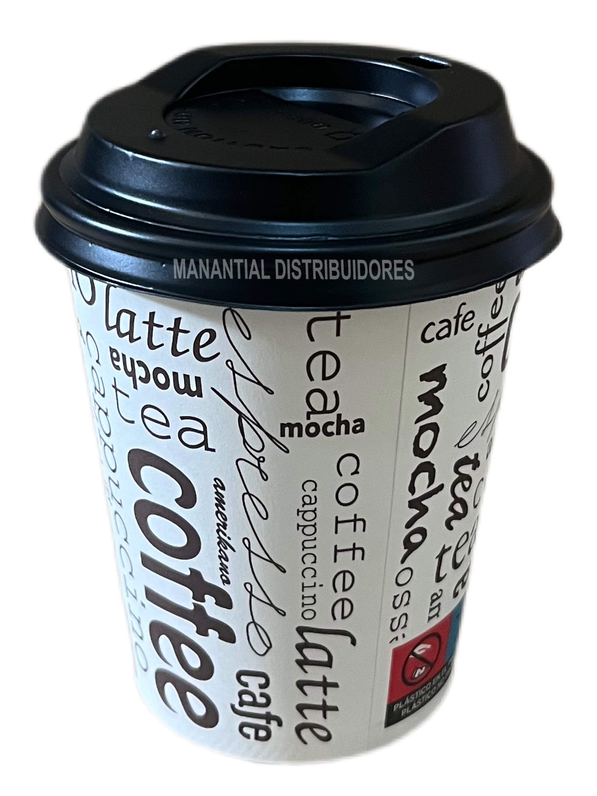 Vasos desechables cartón con tapa de 200 ml.