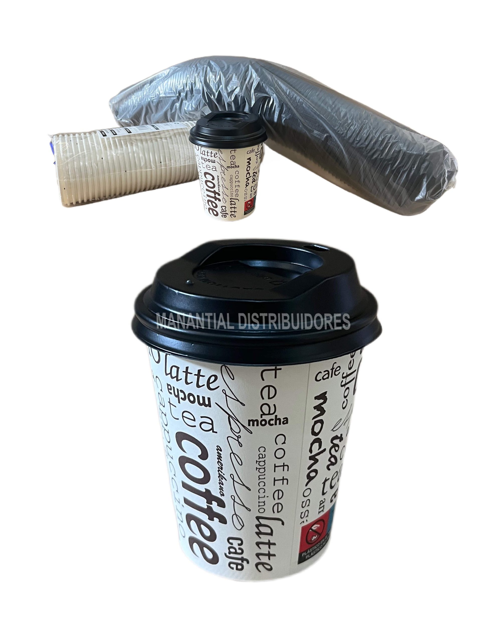 Vasos desechables cartón con tapa de 360 ml