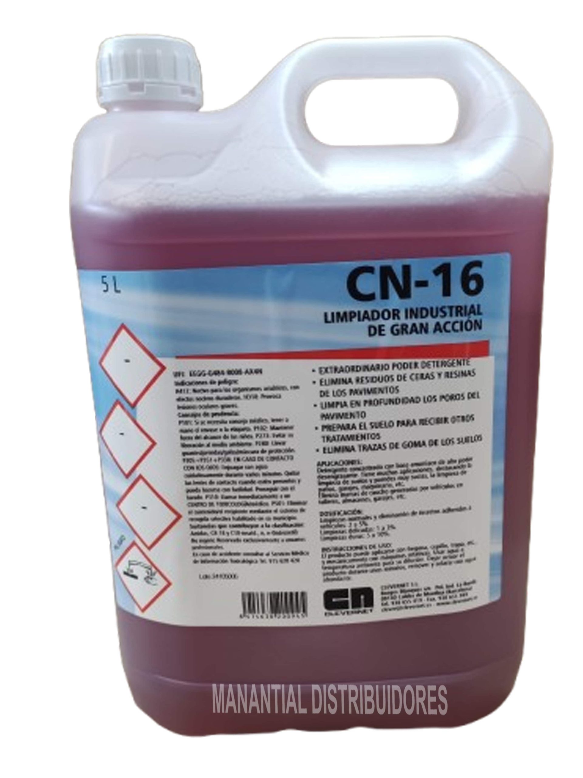 Detergente Industrial gran acción CN-16 Clevernet 5 litros