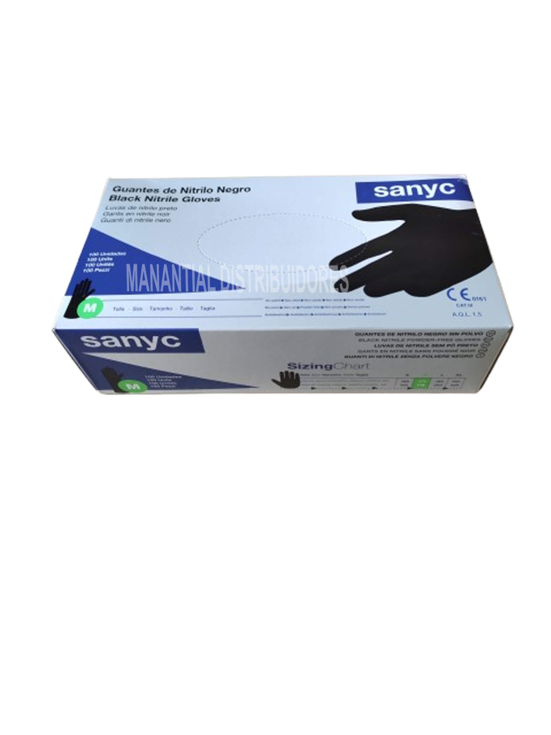 Guantes de Nitrilo sin polvo 100 unidades. Negros