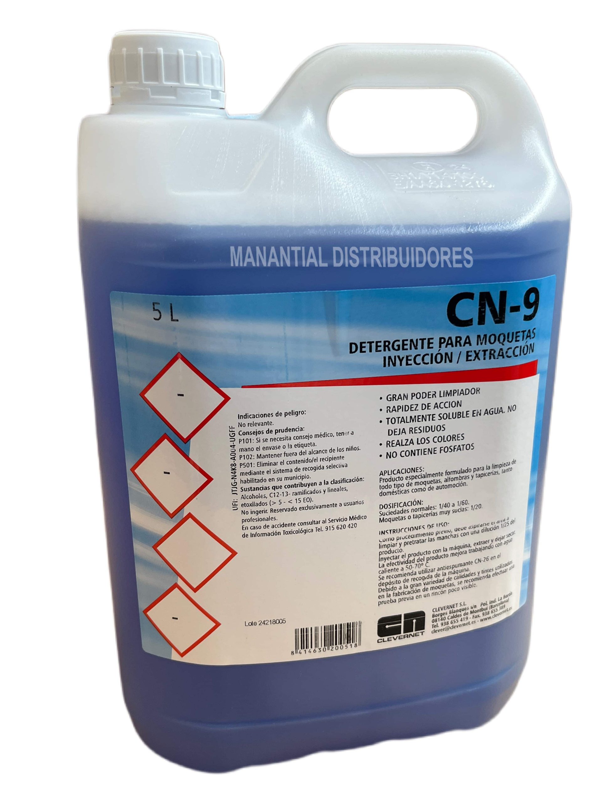 Champú Moquetas CN-9 Clevernet Garrafa 5 litros
