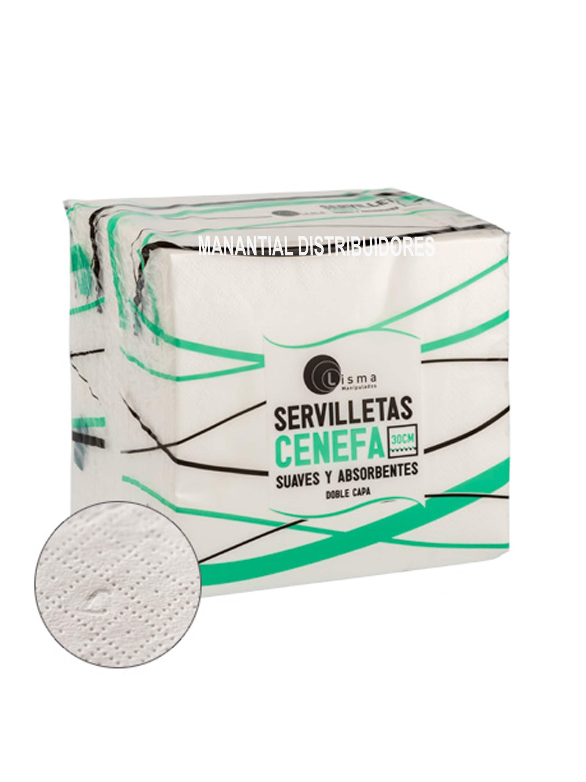 Servilletas 30x30 cm Blanca de 2 hojas. 48x100 unidades