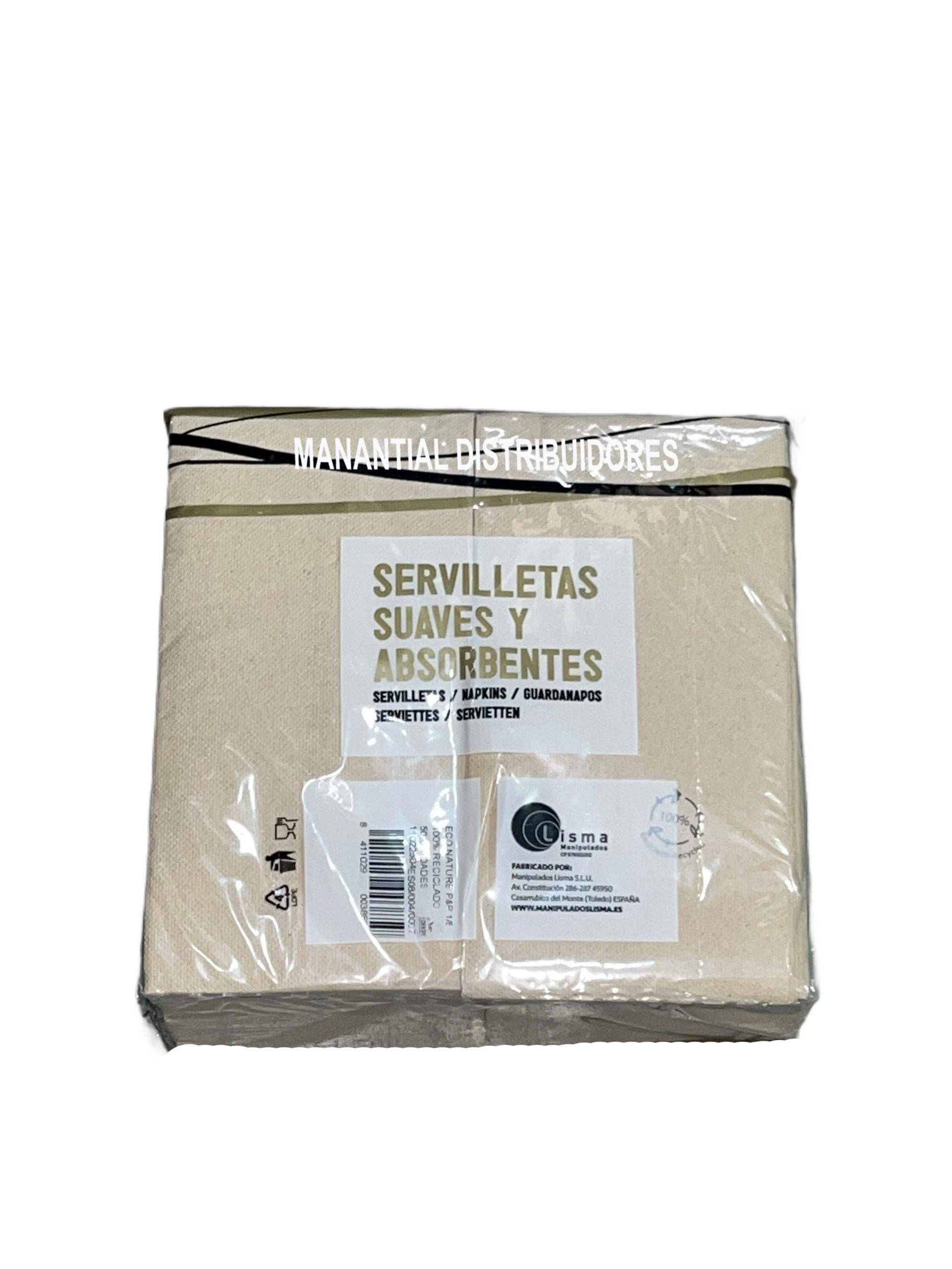 Servilletas 40x40 cm Eco-Natur de 2 hojas. Pliegue 1/8