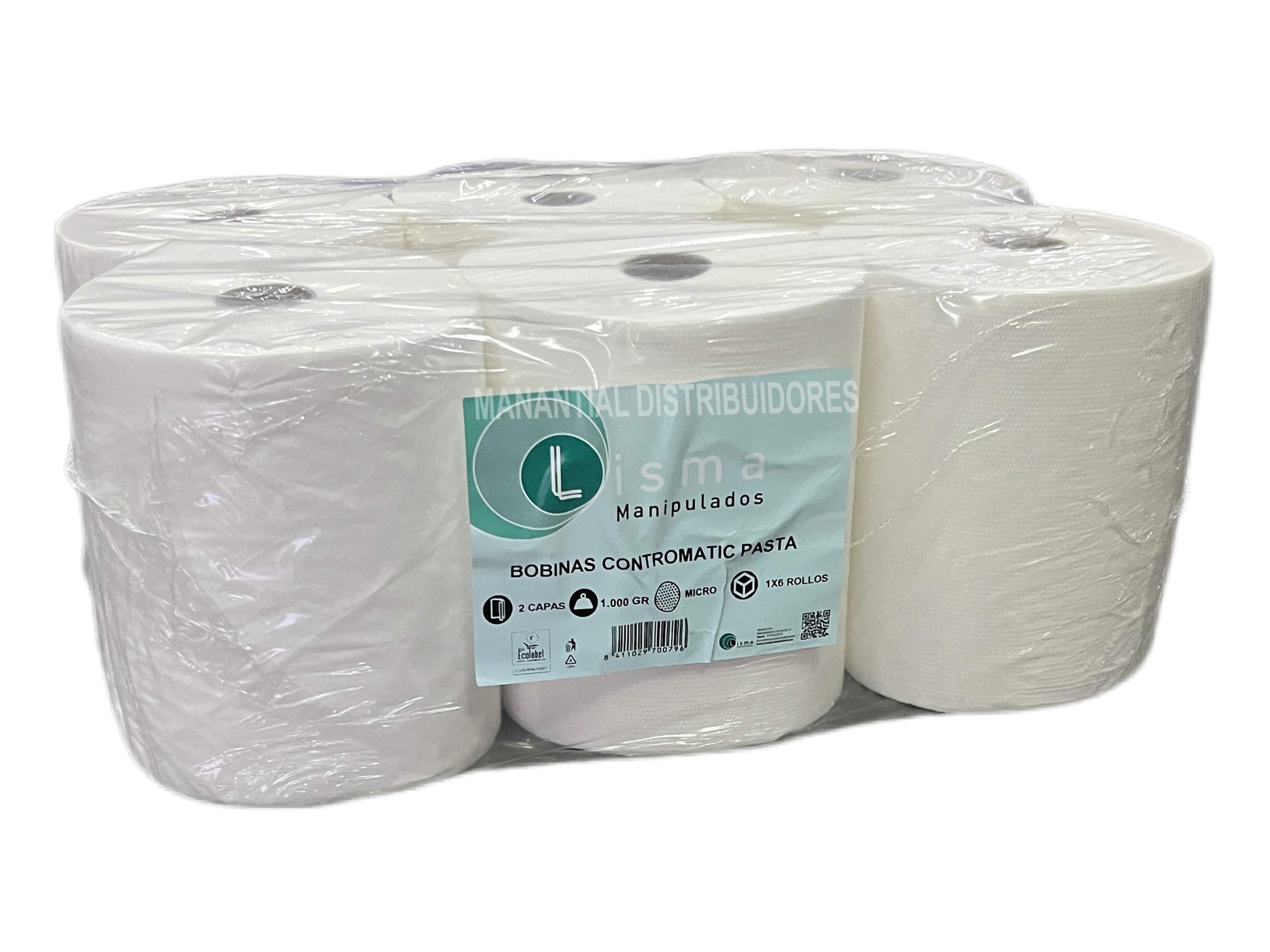 Saco 6 uni. Papel Secamanos Contromatic Pasta 2 hojas.  1.000 gramos